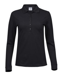 LadiesLuxuryLSstretchPolo- Black